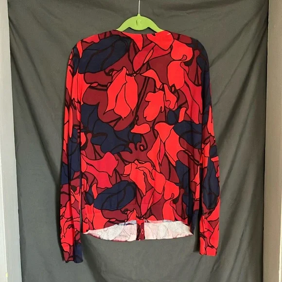 LOFT Red and Blue Floral Button Down Shirt - Picture 2 of 2